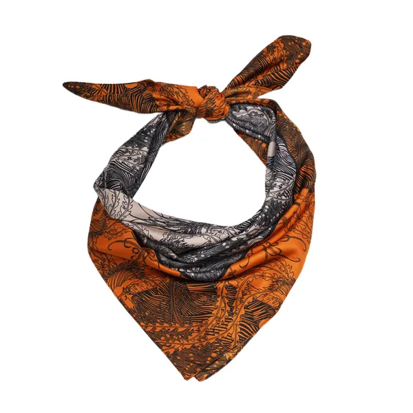 Calixto_Luxury_Silk_Square_Scarf_for_Women_–_Printed_Orange_&_Black_Designer_Bandana_for_Neck,_Head,_or_Handbag_|_Soft_Lightweight_Fashion_Accessory