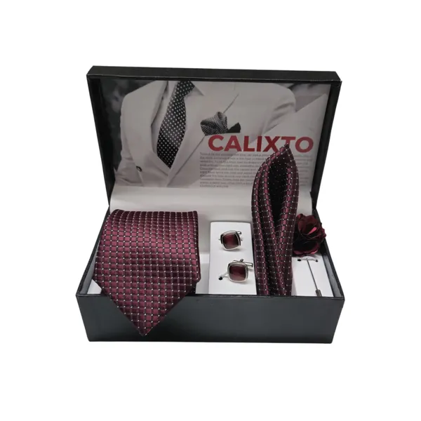 Wine_Micro_Self_Silk_Necktie_With_Pocket_Square,_Cufflinks_&_Brooch_Pin_Leather_Gift_Box_(Set_of_4)