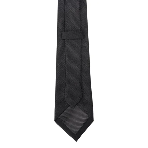 Black_Mens_Micro_Silk_Smooth_Fabric_Criss_Cross_Design_Neck_Tie_&_Pocket_Square_With_Leatherite_Git_Box
