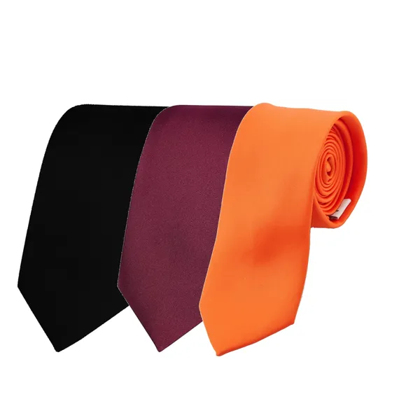 Calixto_Solid_Design_Men's_Black,Wine,Orange_Solid_Color_Necktie_For_Men's_,_Polyster_Smooth_Fabric_Necktie_(Pack_Of_3)