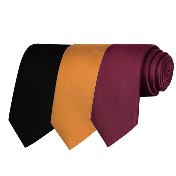 Calixto_Solid_Design_Men's_Black,Mustard,Wine_Solid_Color_Necktie_For_Men's_,_Polyster_Smooth_Fabric_Necktie_(Pack_Of_3)