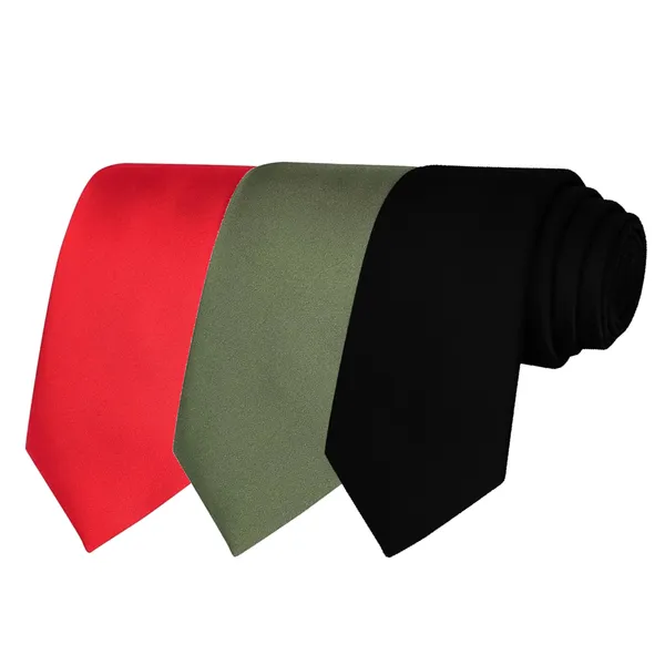Calixto_Solid_Design_Men's_Blood_Red,Green,Black_Solid_Color_Necktie_For_Men's_,_Polyster_Smooth_Fabric_Necktie_(Pack_Of_3)