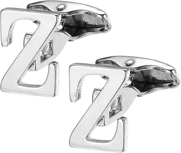 Z_Alphabet_Silver_Cufflinks_for_Men_|_Initial_Letter_�Z�_Personalized_Luxury_Cuff_Links_|_Premium_Polished_Metal_Shirt,_Coat_&_Blazer_Cufflinks_|_Wedding,_Office_|_Stylish_Gift_for_Men_|_Set_of_2