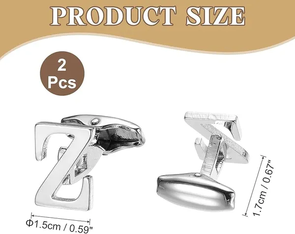 Z_Alphabet_Silver_Cufflinks_for_Men_|_Initial_Letter_�Z�_Personalized_Luxury_Cuff_Links_|_Premium_Polished_Metal_Shirt,_Coat_&_Blazer_Cufflinks_|_Wedding,_Office_|_Stylish_Gift_for_Men_|_Set_of_2