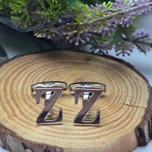 Z_Alphabet_Silver_Cufflinks_for_Men_|_Initial_Letter_�Z�_Personalized_Luxury_Cuff_Links_|_Premium_Polished_Metal_Shirt,_Coat_&_Blazer_Cufflinks_|_Wedding,_Office_|_Stylish_Gift_for_Men_|_Set_of_2