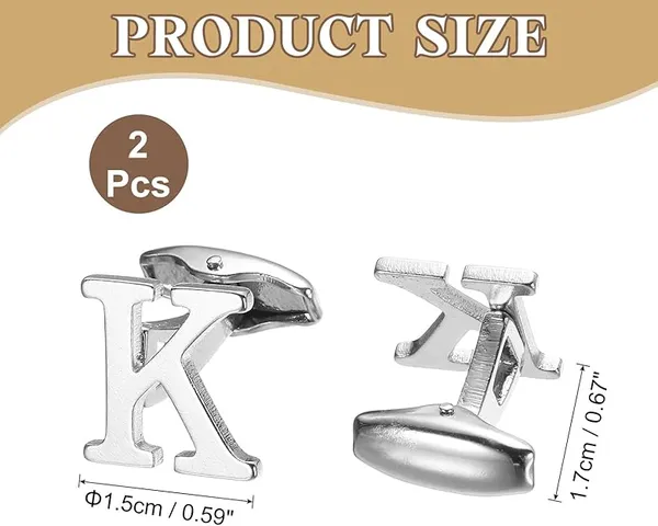 K_Alphabet_Silver_Cufflinks_for_Men_|_Initial_Letter_�K�_Personalized_Luxury_Cuff_Links_|_Premium_Polished_Metal_Shirt,_Coat_&_Blazer_Cufflinks_|_Wedding,_Office_|_Stylish_Gift_for_Men_|_Set_of_2