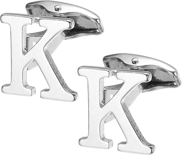 K_Alphabet_Silver_Cufflinks_for_Men_|_Initial_Letter_�K�_Personalized_Luxury_Cuff_Links_|_Premium_Polished_Metal_Shirt,_Coat_&_Blazer_Cufflinks_|_Wedding,_Office_|_Stylish_Gift_for_Men_|_Set_of_2