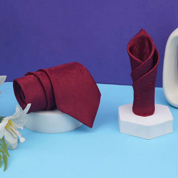 Calixto_Men's_Microfibre_Strips_Designer_Necktie_With_Pocket_Square_(Leatharite_Gift_Box)_with_Designer_Naksh_Rakhi