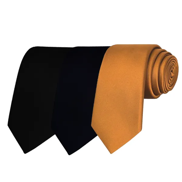 Calixto_Solid_Design_Men's_Black,Dark_Blue,Mustard_Solid_Color_Necktie_For_Men's_,_Polyster_Smooth_Fabric_Necktie_(Pack_Of_3)