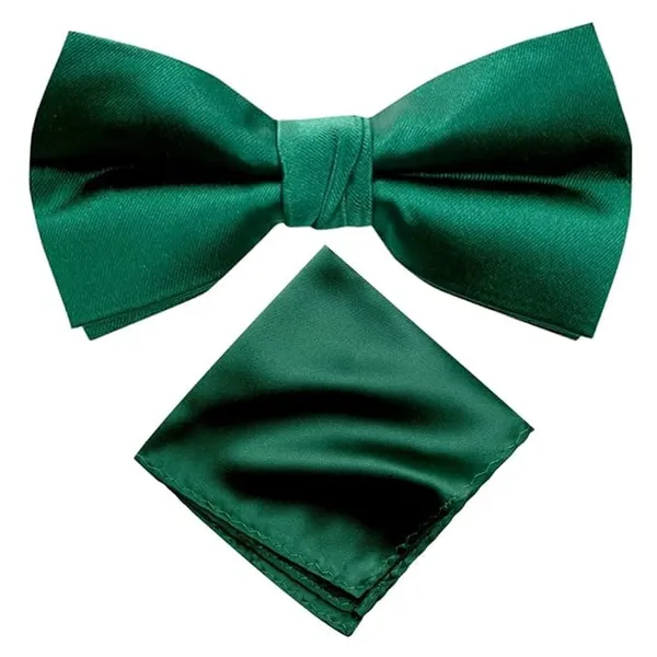 Green_Bow_Tie_For_Men_Classic_Solid_Colour_Pre-Tied_Satin_Formal_Tuxedo_Bowtie_Adjustable_Length_Clip_On_Design_For_Adults_Elegant_Double_Fold_Ties