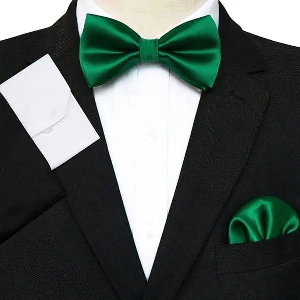 Green_Bow_Tie_For_Men_Classic_Solid_Colour_Pre-Tied_Satin_Formal_Tuxedo_Bowtie_Adjustable_Length_Clip_On_Design_For_Adults_Elegant_Double_Fold_Ties