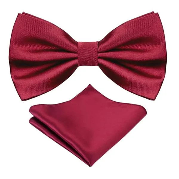 Maroon_Bow_Tie_For_Men_Classic_Solid_Colour_Pre-Tied_Satin_Formal_Tuxedo_Bowtie_Adjustable_Length_Clip_On_Design_For_Adults_Elegant_Double_Fold_Ties