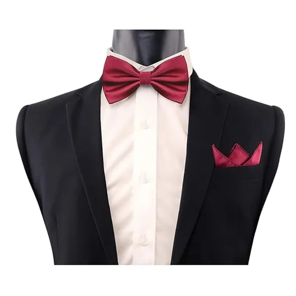 Maroon_Bow_Tie_For_Men_Classic_Solid_Colour_Pre-Tied_Satin_Formal_Tuxedo_Bowtie_Adjustable_Length_Clip_On_Design_For_Adults_Elegant_Double_Fold_Ties