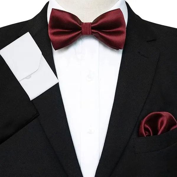Maroon_Bow_Tie_For_Men_Classic_Solid_Colour_Pre-Tied_Satin_Formal_Tuxedo_Bowtie_Adjustable_Length_Clip_On_Design_For_Adults_Elegant_Double_Fold_Ties
