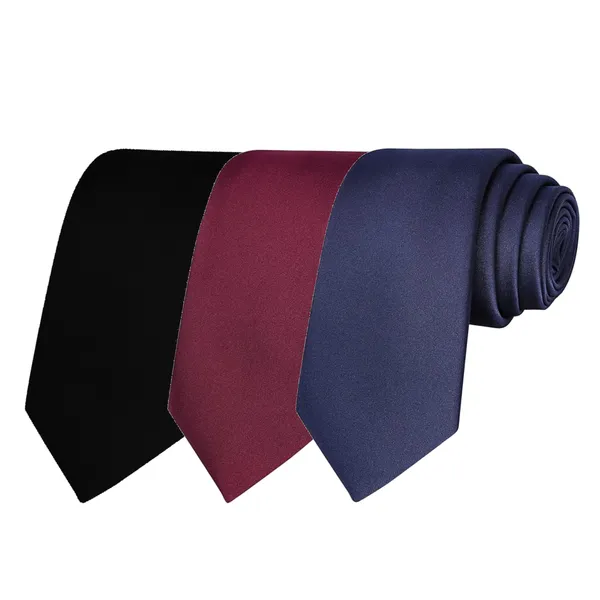 Calixto_Solid_Design_Men's_Black,Wine,Blue_New_Solid_Color_Necktie_For_Men's_,_Polyster_Smooth_Fabric_Necktie_(Pack_Of_3)