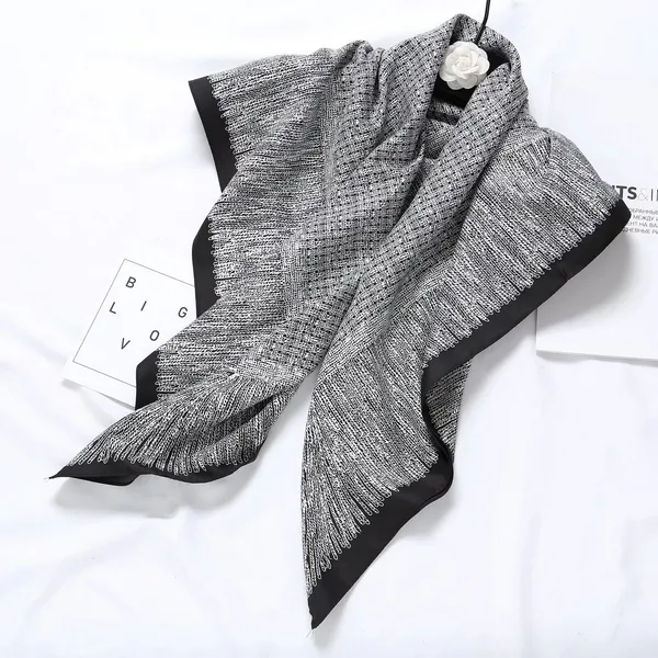Calixto_Premium_Scarf_for_Women_–_Soft_Knitted_Grey_&_Black_Triangular_Wrap_with_Elegant_Border_|_Warm_Fashion_Shawl,_Stylish_Neck_Warmer_&_Gift_Accessory_for_Casual,_Office_&_Travel