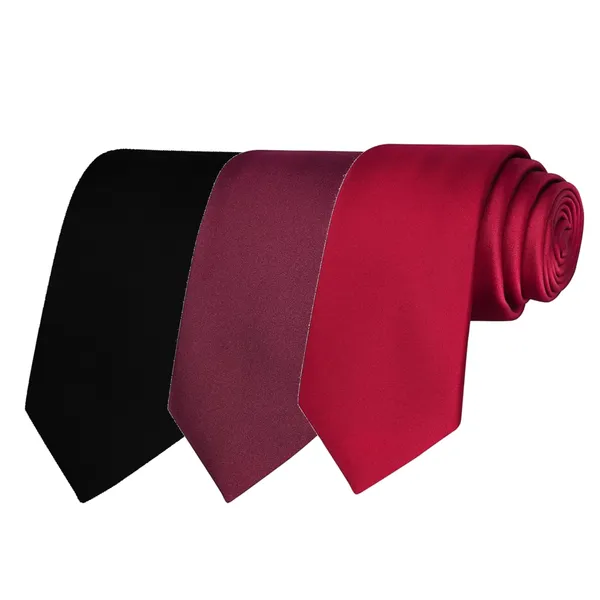 Calixto_Solid_Design_Men's_Black,Wine,Maroon_Solid_Color_Necktie_For_Men's_,_Polyster_Smooth_Fabric_Necktie_(Pack_Of_3)