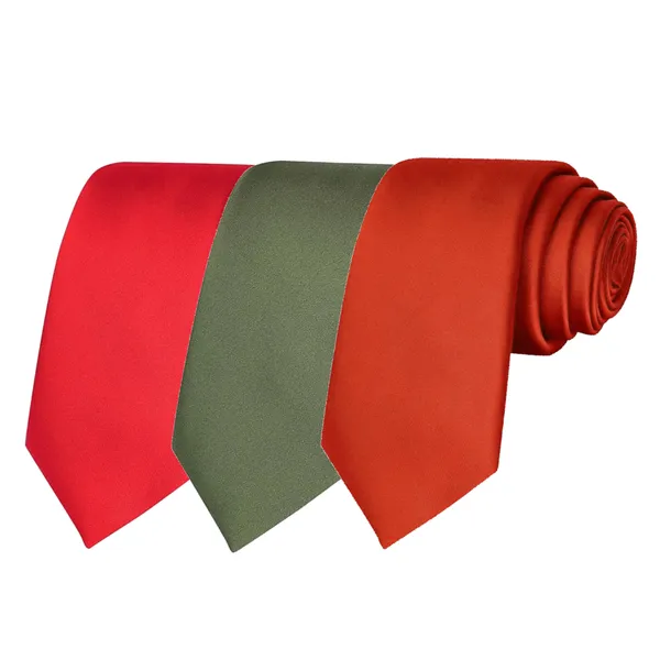 Calixto_Solid_Design_Men's_Blood_Red,Green,Red_Solid_Color_Necktie_For_Men's_,_Polyster_Smooth_Fabric_Necktie_(Pack_Of_3)
