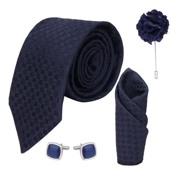 Dark_Blue_Micro_Self_Silk_Necktie_With_Pocket_Square,_Cufflinks_&_Brooch_Pin_Leather_Gift_Box_(Set_of_4)