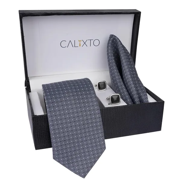 Grey_Micro_Self_Silk_Necktie_With_Pocket_Square,_Cufflinks_&_Brooch_Pin_Leather_Gift_Box_(Set_of_4)