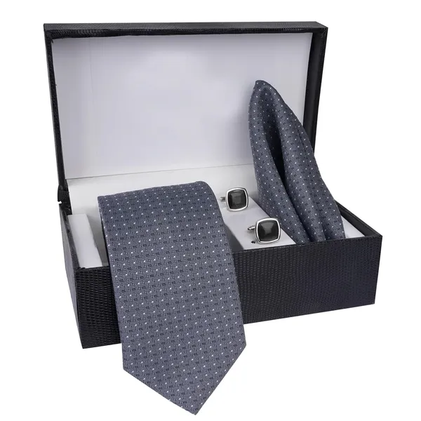 Grey_Micro_Self_Silk_Necktie_With_Pocket_Square,_Cufflinks_&_Brooch_Pin_Leather_Gift_Box_(Set_of_4)