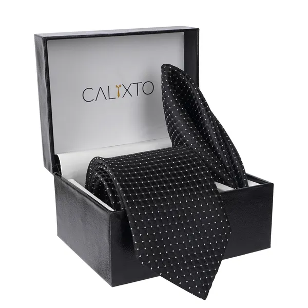 Black_Micro_Self_Silk_Necktie_With_Pocket_Square,_Cufflinks_&_Brooch_Pin_Leather_Gift_Box_(Set_of_4)