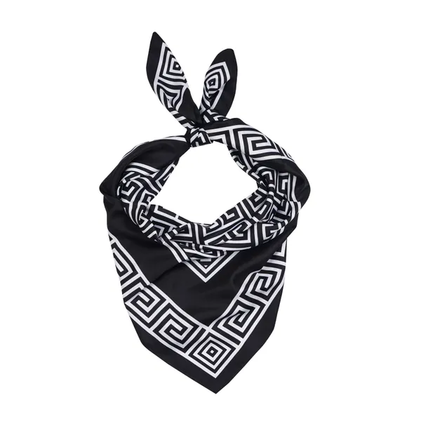 Calixto_Luxury_Black_&_White_Silk_Satin_Scarf_–_Geometric_Greek_Key_Pattern_–_Square_Neck,_Head,_or_Bag_Accessory_for_Women_–_35"_x_35"Inches