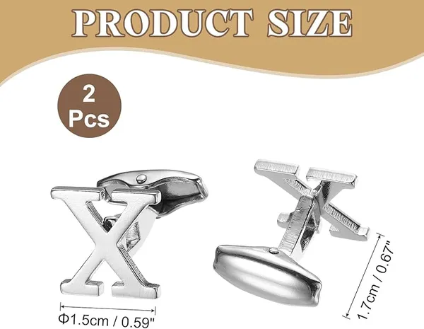 X_Alphabet_Silver_Cufflinks_for_Men_|_Initial_Letter_�X�_Personalized_Luxury_Cuff_Links_|_Premium_Polished_Metal_Shirt,_Coat_&_Blazer_Cufflinks_|_Wedding,_Office_|_Stylish_Gift_for_Men_|_Set_of_2