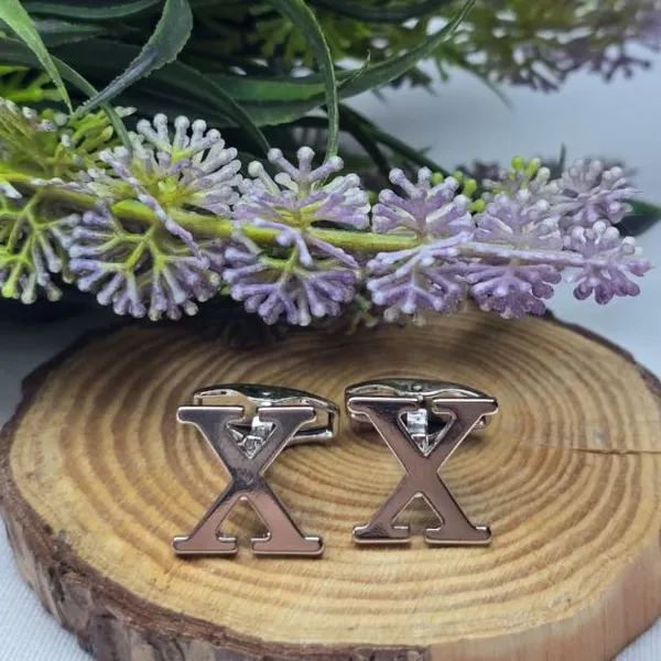 X_Alphabet_Silver_Cufflinks_for_Men_|_Initial_Letter_�X�_Personalized_Luxury_Cuff_Links_|_Premium_Polished_Metal_Shirt,_Coat_&_Blazer_Cufflinks_|_Wedding,_Office_|_Stylish_Gift_for_Men_|_Set_of_2