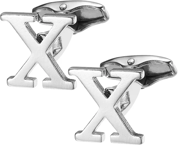 X_Alphabet_Silver_Cufflinks_for_Men_|_Initial_Letter_�X�_Personalized_Luxury_Cuff_Links_|_Premium_Polished_Metal_Shirt,_Coat_&_Blazer_Cufflinks_|_Wedding,_Office_|_Stylish_Gift_for_Men_|_Set_of_2