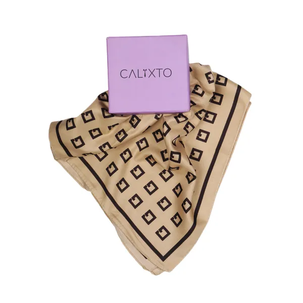 Calixto_Luxury_Silk_Square_Scarf_for_Women_|_Beige_Geometric_Pattern_|_Soft_Lightweight_Neck_Wrap_|_Fashion_Accessory_for_All_Seasons