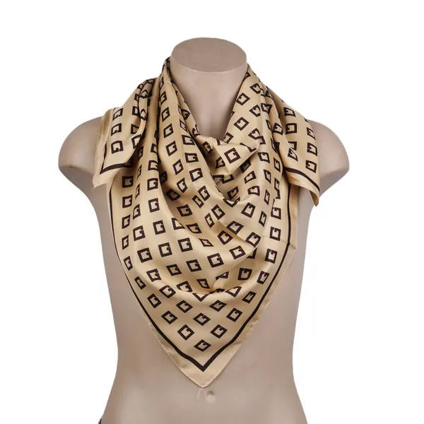 Calixto_Luxury_Silk_Square_Scarf_for_Women_|_Beige_Geometric_Pattern_|_Soft_Lightweight_Neck_Wrap_|_Fashion_Accessory_for_All_Seasons