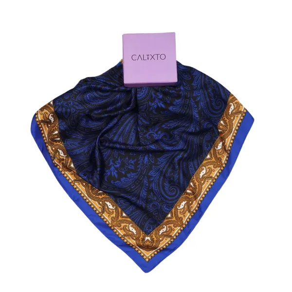 Calixto_Luxury_Silk_Square_Scarf_for_Women_–_Elegant_Navy_Blue_&_Gold_Paisley_Pattern,_Soft_Lightweight_Neck_Wrap,_Fashion_Accessory
