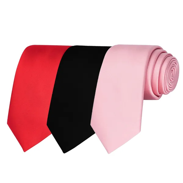 Calixto_Solid_Design_Men's_Blood_Red,Black,Pink_Solid_Color_Necktie_For_Men's_,_Polyster_Smooth_Fabric_Necktie_(Pack_Of_3)