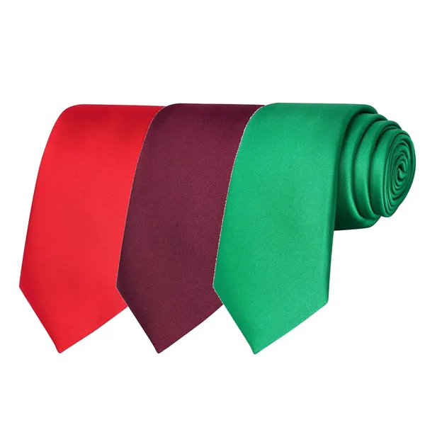 Calixto_Solid_Design_Men's_Red,Wine,Bottle_Green_Solid_Color_Necktie_For_Men's_,_Polyster_Smooth_Fabric_Necktie_(Pack_Of_3)