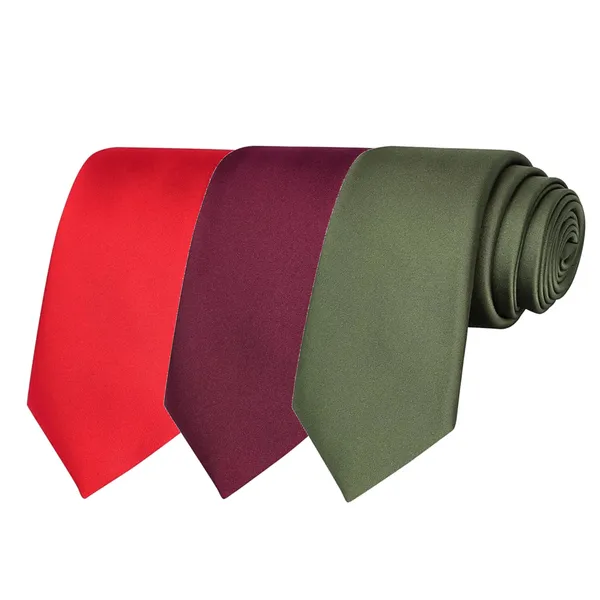 Calixto_Solid_Design_Men's_Blood_Red,Wine,Grey_Solid_Color_Necktie_For_Men's_,_Polyster_Smooth_Fabric_Necktie_(Pack_Of_3)