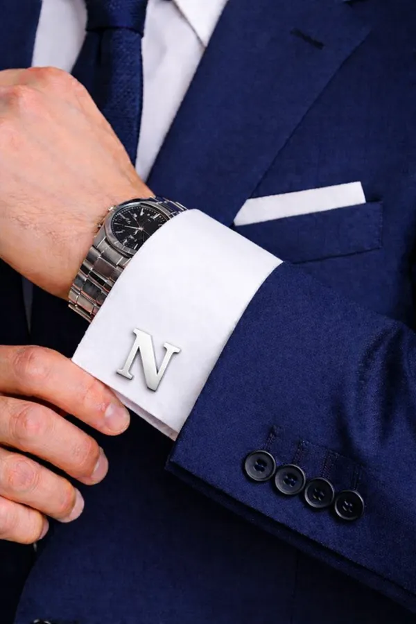 N_Alphabet_Silver_Cufflinks_for_Men_|_Initial_Letter_�N�_Personalized_Luxury_Cuff_Links_|_Premium_Polished_Metal_Shirt,_Coat_&_Blazer_Cufflinks_|_Wedding,_Office_|_Stylish_Gift_for_Men_|_Set_of_2