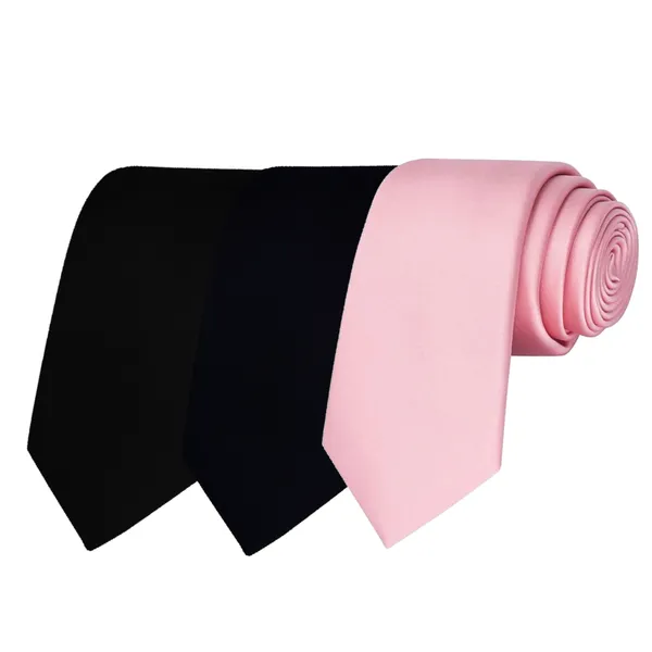 Calixto_Solid_Design_Men's_Black,Dark_Blue,Pink_Solid_Color_Necktie_For_Men's_,_Polyster_Smooth_Fabric_Necktie_(Pack_Of_3)