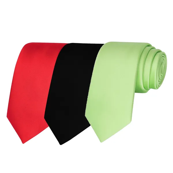 Calixto_Solid_Design_Men's_Blood_Red,Black,Green_Solid_Color_Necktie_For_Men's_,_Polyster_Smooth_Fabric_Necktie_(Pack_Of_3)