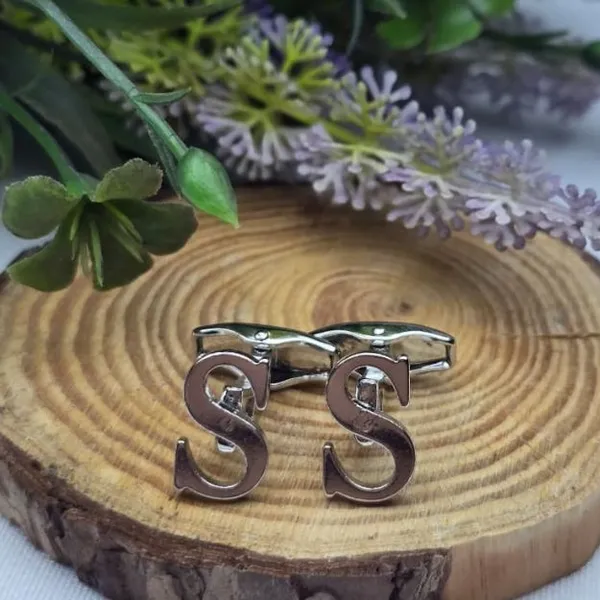 S_Alphabet_Silver_Cufflinks_for_Men_|_Initial_Letter_�S�_Personalized_Luxury_Cuff_Links_|_Premium_Polished_Metal_Shirt,_Coat_&_Blazer_Cufflinks_|_Wedding,_Office_|_Stylish_Gift_for_Men_|_Set_of_2