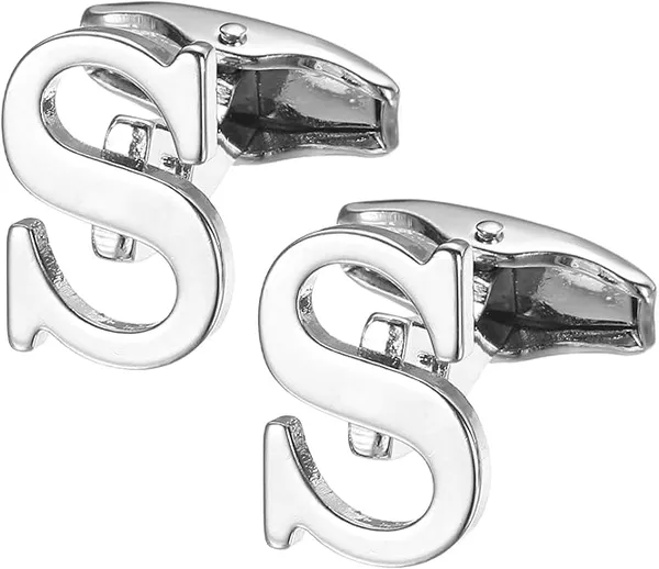 S_Alphabet_Silver_Cufflinks_for_Men_|_Initial_Letter_�S�_Personalized_Luxury_Cuff_Links_|_Premium_Polished_Metal_Shirt,_Coat_&_Blazer_Cufflinks_|_Wedding,_Office_|_Stylish_Gift_for_Men_|_Set_of_2