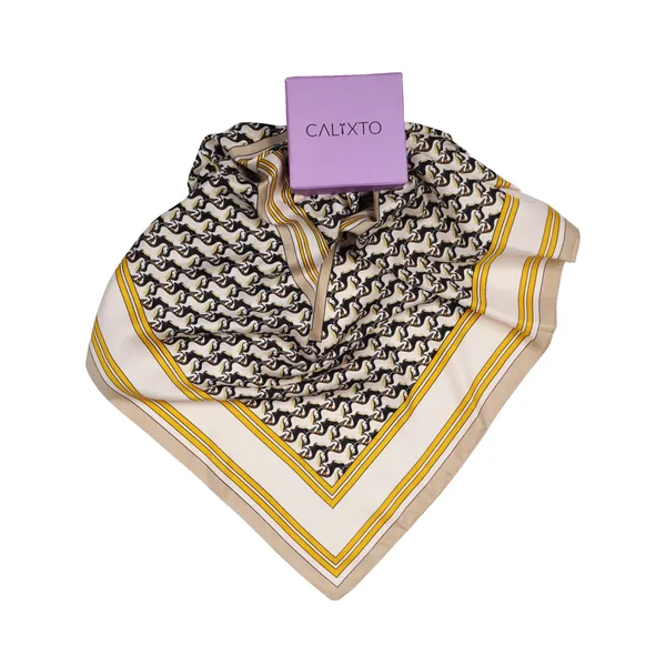 Calixto_Luxury_Silk_Square_Scarf_for_Women_–_Elegant_Horse_Print_&_Yellow_Border_–_Soft_Lightweight_Fashion_Neck_Wrap,_Headscarf,_Shawl_&_Bandana_–_Versatile_Accessory_for_Casual,_Office