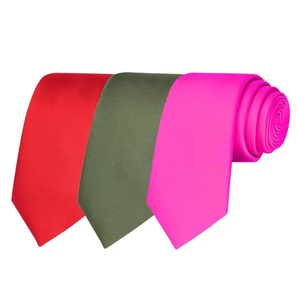 Calixto_Solid_Design_Men's_Blood_Red,Green,Pink_Solid_Color_Necktie_For_Men's_,_Polyster_Smooth_Fabric_Necktie_(Pack_Of_3)