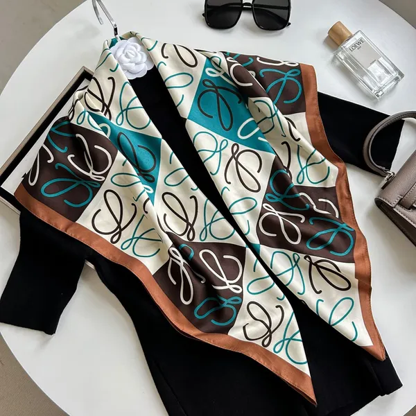 Calixto_Luxury_Silk_Square_Scarf_for_Women_–_Elegant_35"x35"_Printed_Neck_Scarf,_Hair_Wrap,_or_Handbag_Accessory_–_Multicolor_Brown,_Blue,_White_Design