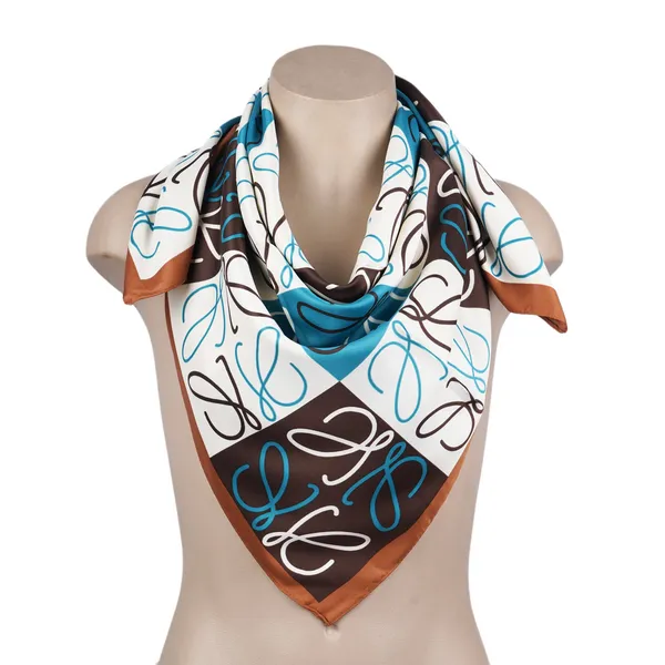 Calixto_Luxury_Silk_Square_Scarf_for_Women_–_Elegant_35"x35"_Printed_Neck_Scarf,_Hair_Wrap,_or_Handbag_Accessory_–_Multicolor_Brown,_Blue,_White_Design