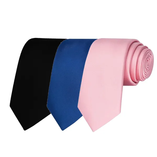 Calixto_Solid_Design_Men's_Black,Blue_,Pink_Solid_Color_Necktie_For_Men's_,_Polyster_Smooth_Fabric_Necktie_(Pack_Of_3)