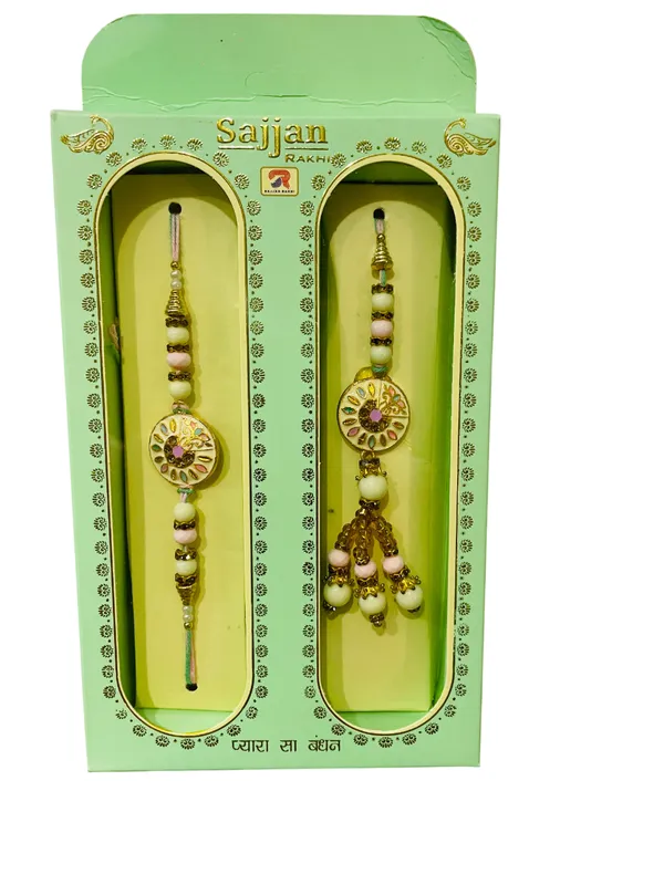 Calixto_Men's_Microfibre_Strips_Designer_Necktie_With_Pocket_Square_(Leatharite_Gift_Box)_with_Designer_Naksh_Rakhi