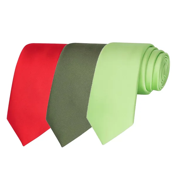 Calixto_Solid_Design_Men's_Blood_Red,Green,Green_Solid_Color_Necktie_For_Men's_,_Polyster_Smooth_Fabric_Necktie_(Pack_Of_3)