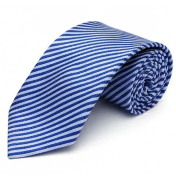 Blue_Lean_Stripes_Design,_Poly_Cotton_Smooth_Fabric,Neck_Tie_With_Pocket_Square