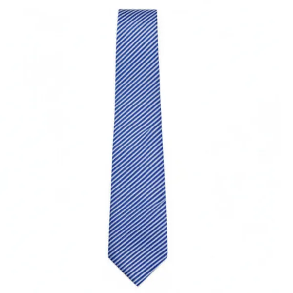 Blue_Lean_Stripes_Design,_Poly_Cotton_Smooth_Fabric,Neck_Tie_With_Pocket_Square
